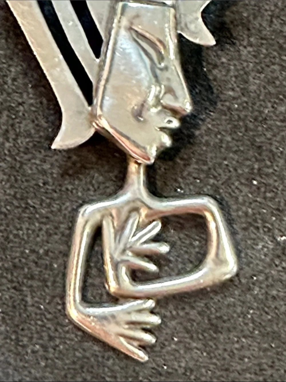 Sterling silver Mayan Brooch or Pendant moveable arms. Signed